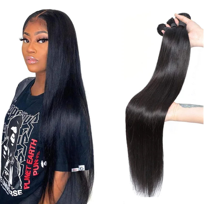 Wholesale Cuticle Aligned Virgin Mink Brazilian Straight Human Hair Bundles with Closure Virgin Human Hair Extension Vendors