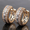 Huitan Hot Selling Hip Hop Style Round Cubic Zirconia Gold Plated Circle Earrings for Fashion Party Punk CZ Hoop Earrings Unisex