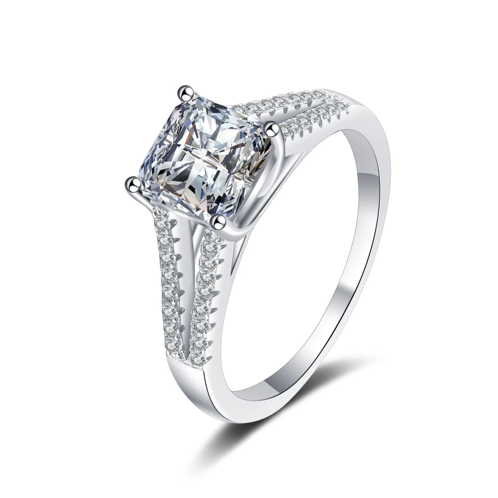 Luxury Asscher Cut GRA Moissanite Ring Fashion Jewelry 2023 925 Sterling Silver Wedding Jewelry