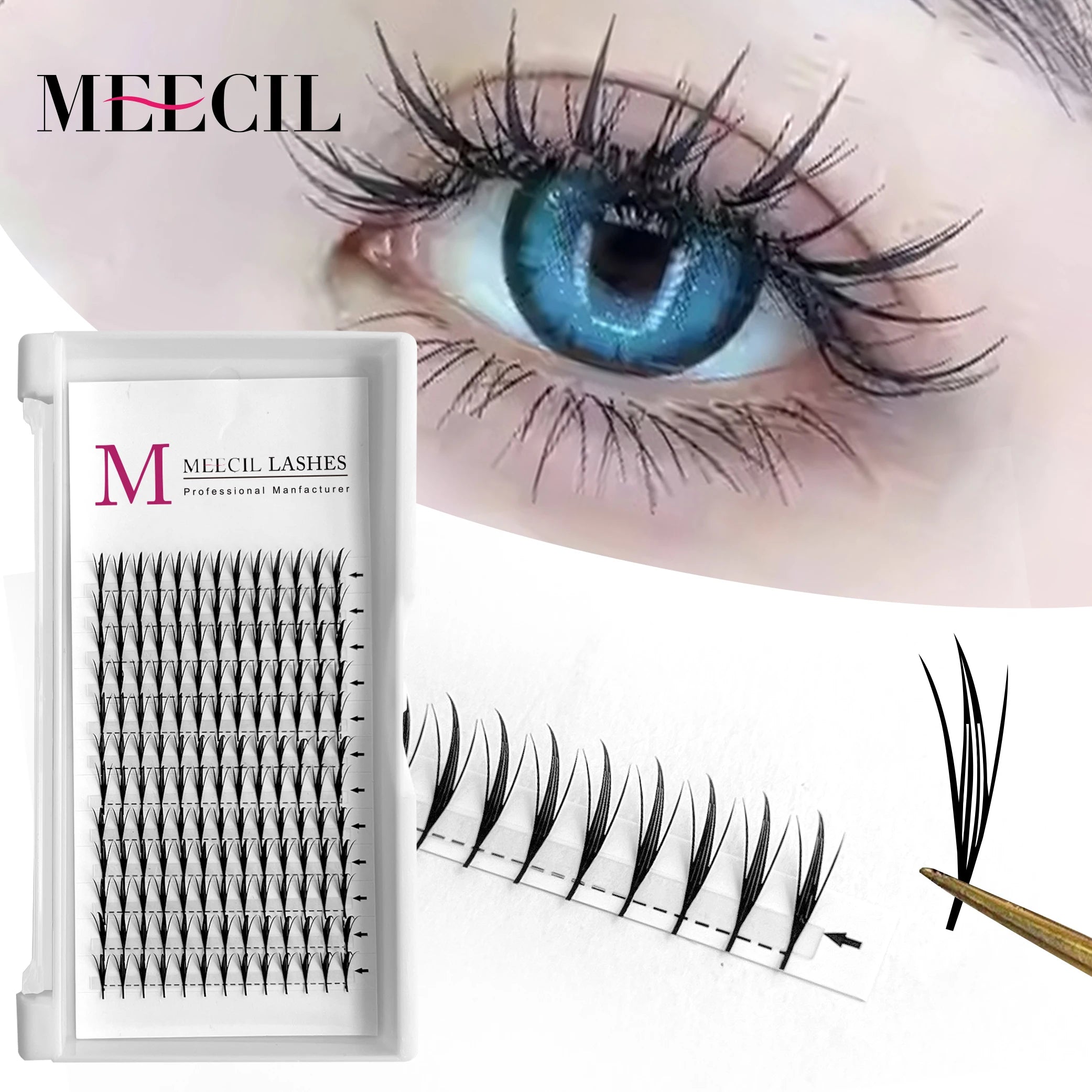 Premade Volume Fans Pointy Base CC Curl Korea PBT Eyelash Fan