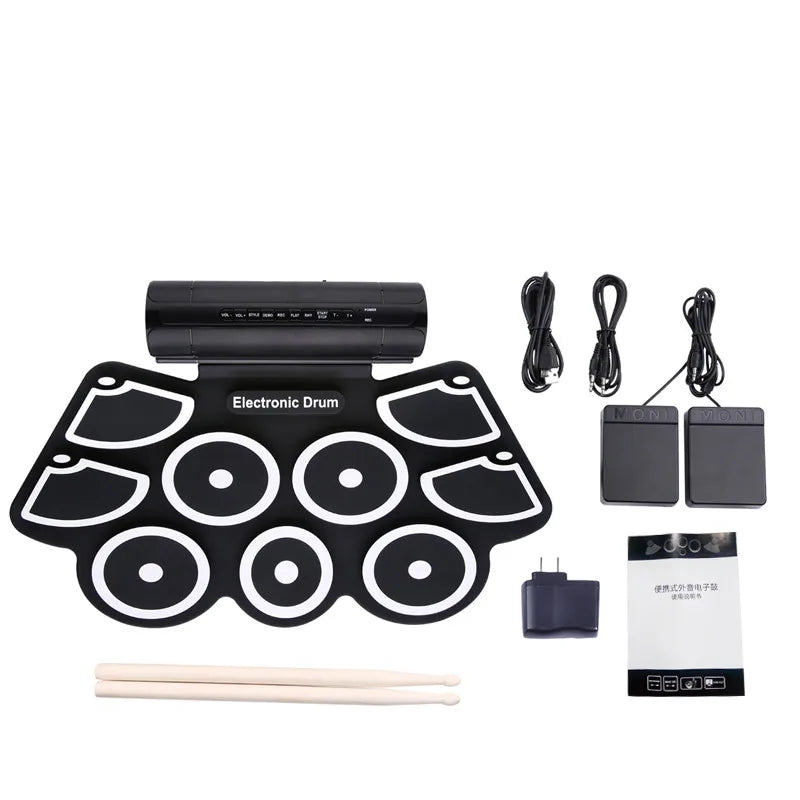 Hand-rolled Electronic Drum Portable Charging Drum Folding Folding Drum 9-sided  Professional Performance