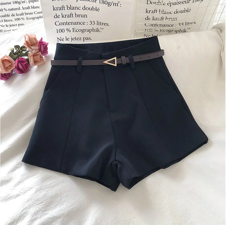 10%OFF Casual Suit Shorts Women's Autumn Korean Fashion All-match High-waisted Thin Wide-leg Pants Trendy Belt