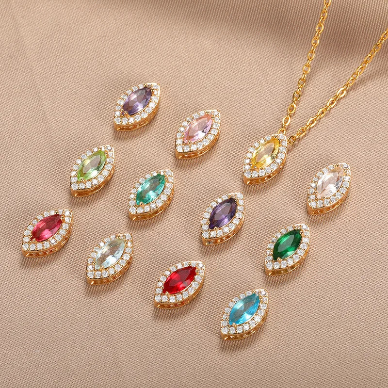 Main Stone Water Drop Pendant Necklace Luxury Clavicle Chain Collars for Female Design for Wedding Birthday