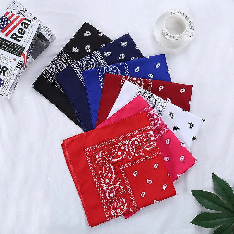 Wholesale High Grade Polyester Paisley Flower Custom Design 55x55cm Sean Brand Hip Hop Outdoor Riding Bandana Hijab for Sale