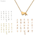 Women's Stainless Steel Initial Necklace with 18K Gold Plated Link Chain Simple Love Heart English Alphabet Pendant for Weddings