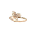 LOZRUNVE 925 Sterling Silver 18k Gold Petit Garden Flower Ring with White and Champagne CZ Stone