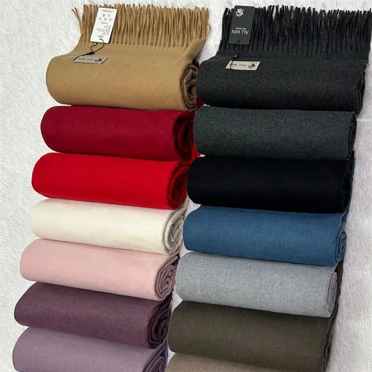 2025 Newly Wholesale Fashionable Hot Lady Solid Color Winter Warm Wool Scarf Shawl for Women