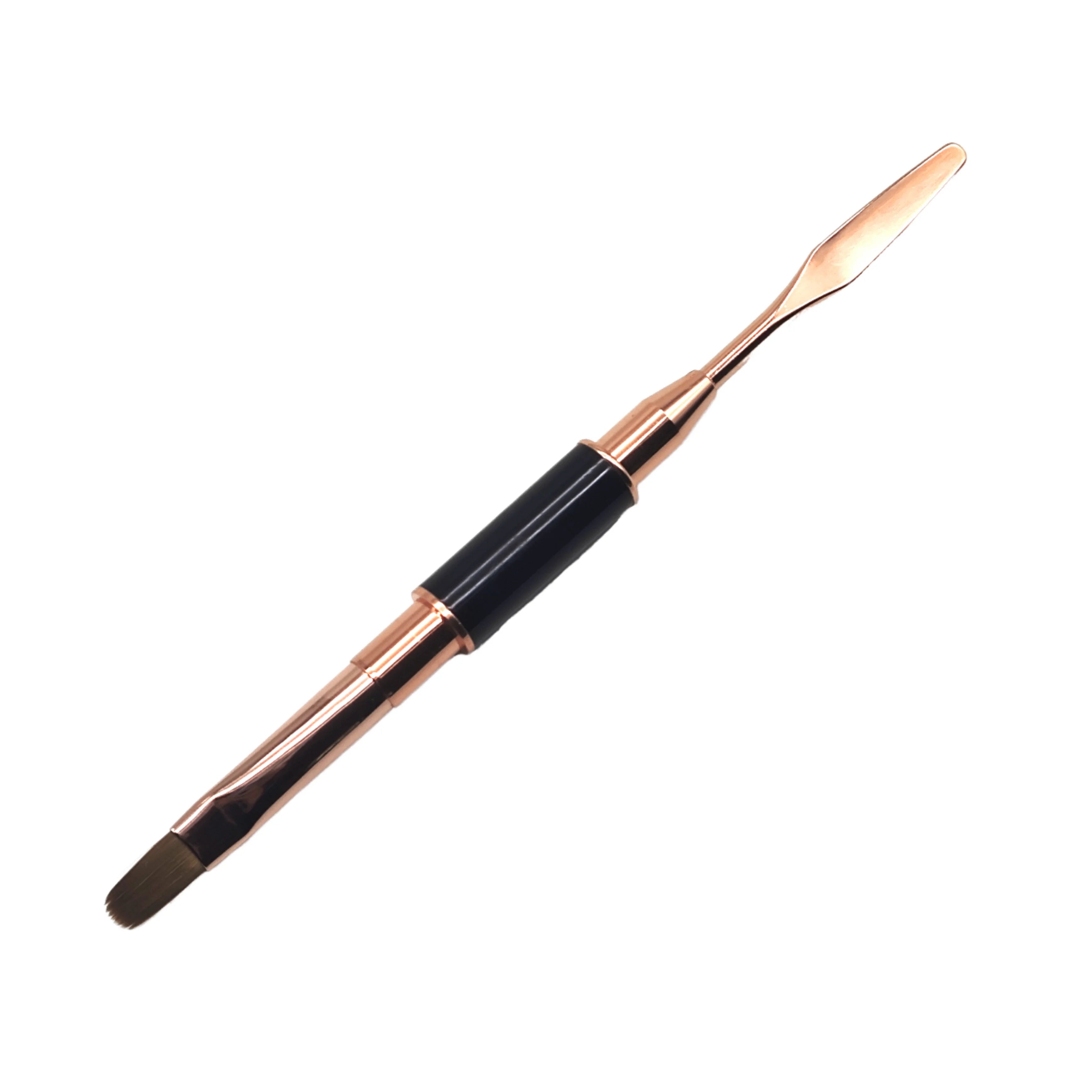 2 in 1 Nail Tools Nylon Hair Builder Poly Gel Brush Metal Handle Rose Gold pink Dual Ended Nail Art Brush Set