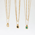 Joolim Jewelry 18K Gold Plated Double-Layer Mother of Pearl Onyx 2 Rows Layered Stainless Steel Necklace