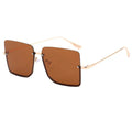 New Fashion Retro Hong Kong Internet Celebrity Sunglasses for Women Half-Rimmed Metal UV400 Lenses Big-Rimmed Cut Sunglasses