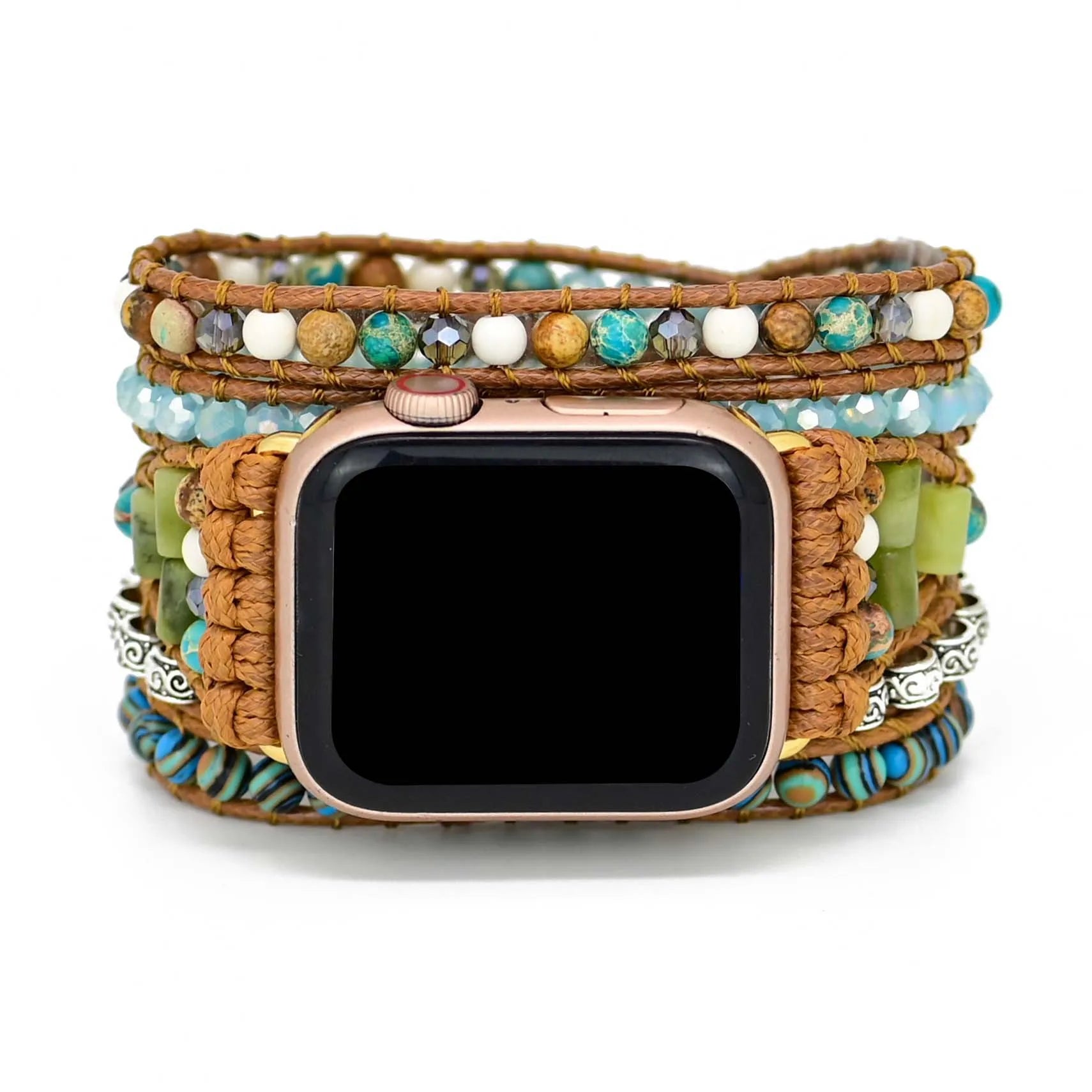 2022 New Arrival Natural Emperor Stone Bead Wax Rope Woven Watch Hand Bracelets for Women and Girls