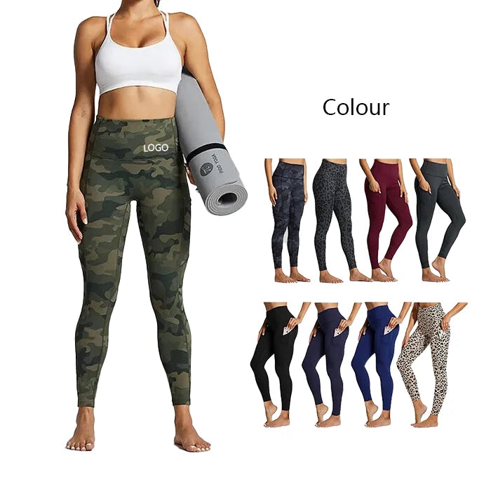 Stylish Printed Design High Waisted Plus Size Workout Leggings Squat Proof and Butt Scrunch Proof Yoga Pants With Pockets