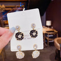 Elegant Fashion White Camellia Flower Dangle Pearl Earrings Gold-Plated Women's Earrings Jewelry
