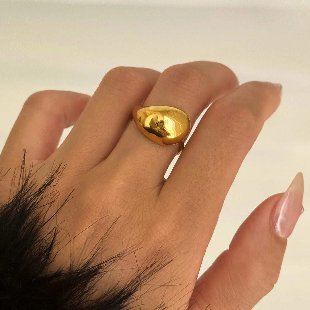 NEW VINTAGE EXQUISITE POLISHED TEARDROP RING 2025 Dazan New Winter INS 18k PVD Gold Plated Stainless Steel Valentines Day Gift MegaBDM