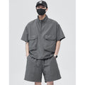 Wholesale Custom Zip Pullover Knitted Windbreaker Jacket Men's Polyester Waterproof Quick Dry Summer Sporty Two Piece Sets