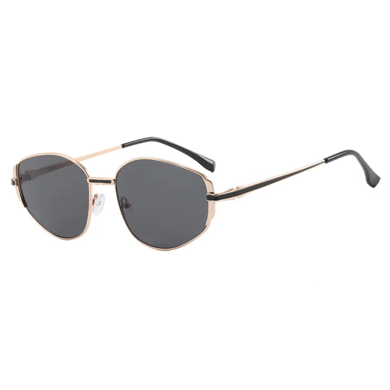 KDD8065 Retro Metal Frame Vintage Oval Sun Glasses Designer Luxury Cat Eye Shades Gradient Brown Lenses Sunglasses for Women