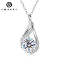 925 Silver 8mm 2.0ct Round White Moissanite Pendant Necklace Women's Fashion Design Necklace with Lobster Clasp O Chain