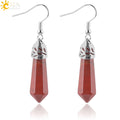 CSJA Wholesale Hexagon Gemstone Rose Quartz Lazuli Crystal Chakra Dangle Drop Fashion Earrings Jewelry E091