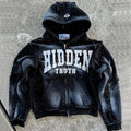 Custom 100% Cotton Hoodies Manufacturers Streetwear Heavyweight Embroidered Distressed Rhinestone Acid Wash Y2k Zip up Hoodie