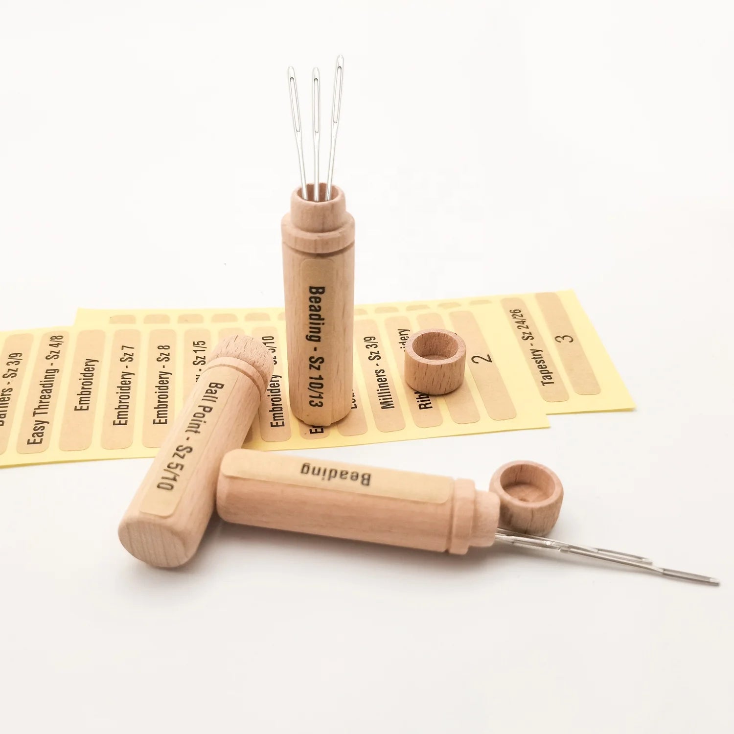 8 Pieces Sewing Needles Holder Storage Case Wood Box Portable Mini Toothpick Tube