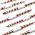 Private Label White Handle 7pcs Set ultra Fine Liner Brush 15mm 2 Sided Flat Ombre Oval 3d Manicure Nail Art Brush with Lid