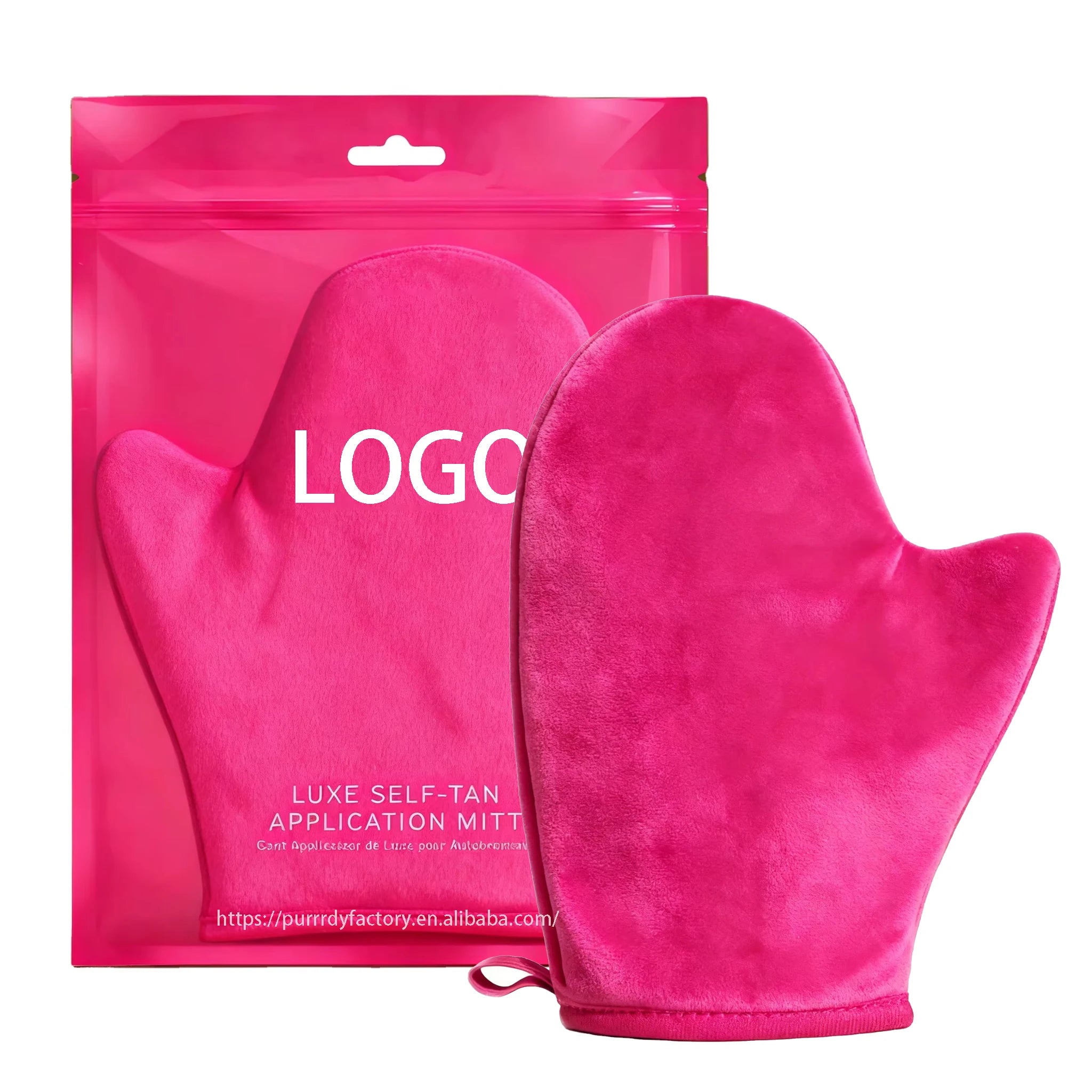 Custom Logo Hot Pink Tanning Mitt Self Tanner Mitt Face Glove Self Tanner Glove Tanning Mitt Back Applicator