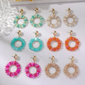 New Arrival Colorful Flower Woven Earrings High Quality Light Luxury Fashion Crystal Earrings for Women