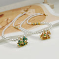 New Retro Style Colorful Dripping Oil Wooden Horse Pearl Necklace with Oil Painting Design Cute and Elegant Women's Jewelry Gift