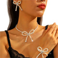 Cute Bow Bowknot Pearl Beads Heart for Stud Earrings Women Girls