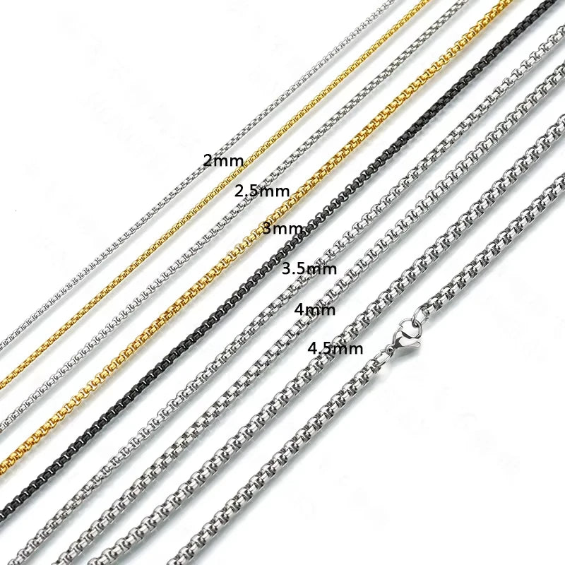 Wholesale Premium Quality Multiple Lengths Titanium Stainless Steel Square Bead Snake Chain Jewelry Accessories Mens Necklace
