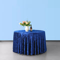 Hot Sell Fitted Banquet Event Party Dinner Table Cloth Cover Linen Overlay Decoration Royal Blue Round Wedding Velvet Tablecloth