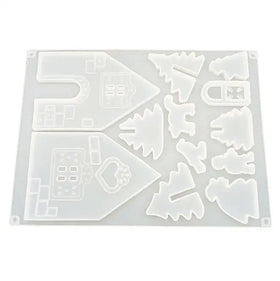 HY Non-stick Reusable 2pcs DIY Christmas House Resin Casting Epoxy Resin Mold Silicon Resin Mold Jewelry