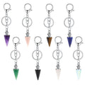 Natural Gemstone Cone Pendant Keychain Dowsing Pendulum Divination Healing Crystal Reiki Chakra Point Key Chain Accessories
