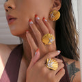 NEW BOHO STARFISH PEARL OCAEAN EARRINGS RING SET Dazan Summer INS 18k Gold Plated Hypoallergenic Stainless Steel BIKINI JEWELRY