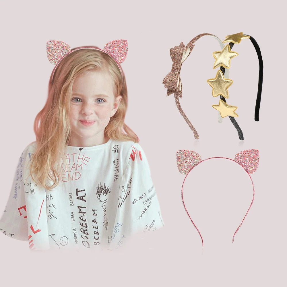 Kids Pink Glitter Head Band Children Headbands Plastic Alice Band Hair Accessories Girl Headbands Hair Bands for Girls Kids