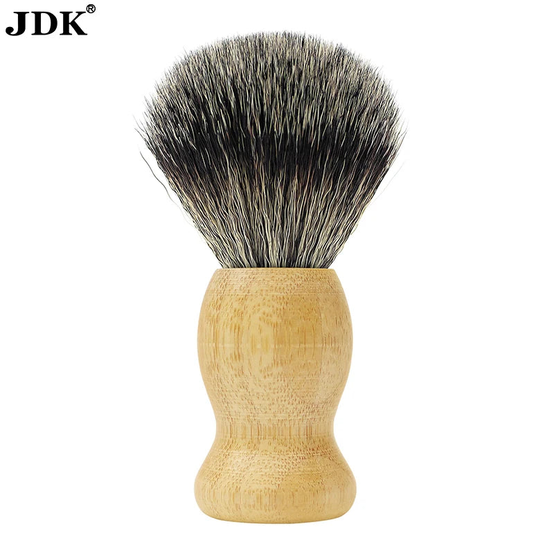 JDK Luxury Vegan Wood Handle Synthetic Hair Wet Shaving Brush Grooming Kit for Men-Eco-Friendly & Stylish