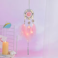 Factory Price LED Car Dream Catcher with Feathers Handmade Wall Hanging Car Ornament Craft Wall Art Hangings Decor Wind Chimes