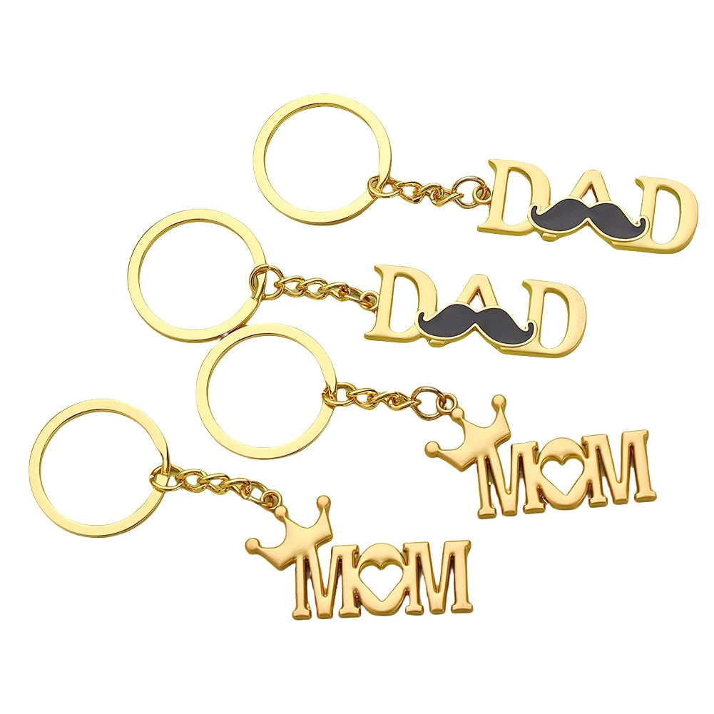 Letter Crown Mom Dad Keychain Best Father's Day Mother's Day Birthday Souvenirs Gift Jewelry Car MOM Metal Key Chains Pendant