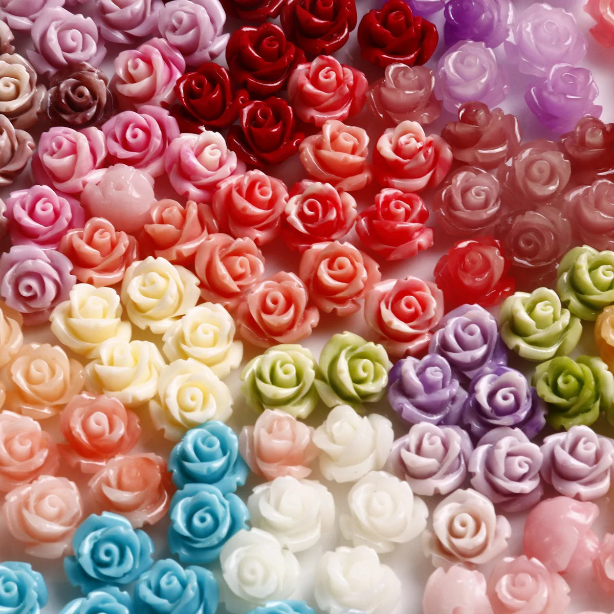 Cute 11*10mm Colorful Gradient Color Shell Powder Beads 3D Rose Flower Loose Beads for Making Jewelry Findings