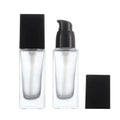 30ml Frosted Flat Square Glass Cosmetic Bottles with Pump Sprayer for Foundation Serum Lotion Oil and Perfume