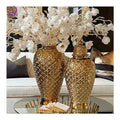 Ceramic Electroplated Golden General Ginger Jar Ceramic Vasse Indoor Home Desktop Decoration Light Luxury Crafts for Living