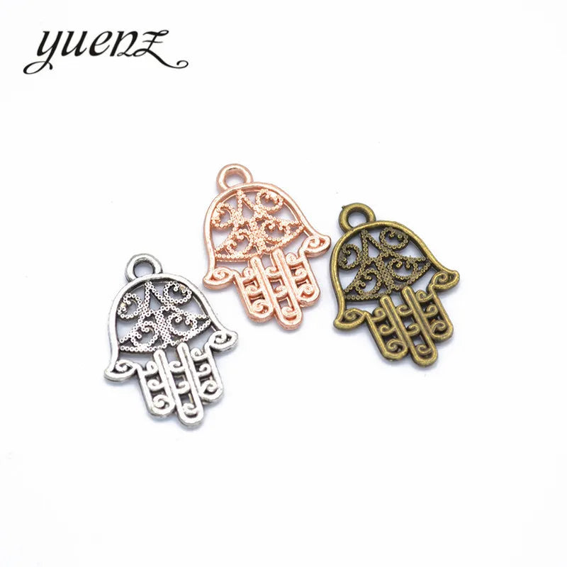 YuenZ Classic Antique Hand of Fatima Charms Metal Islam Charm Pendant Bracelet Necklace Jewelry Making 12*9mm I196