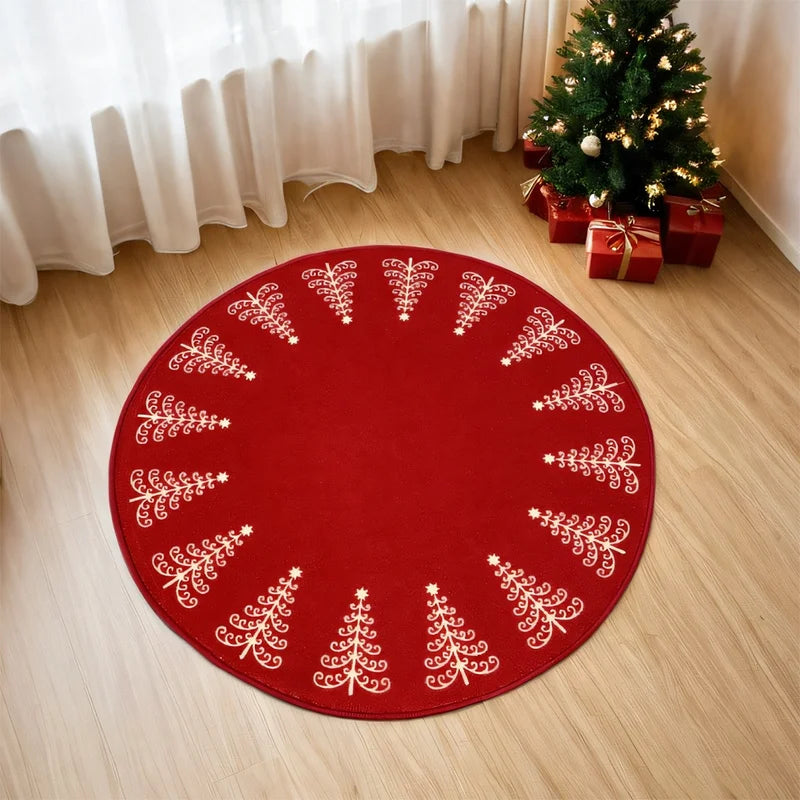 Christmas Machine-Made Happy Holiday Mats Non-Slip Red Fruit Carpet for Teen Living Room Home Bathroom Entrance Polyester