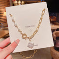 Vintage Charm Pendant Baroque Pearl Necklace Collar De Cadena Good Quality Hollow Gold Plated Chain Necklace