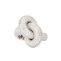925 Sterling Silver Trendy Chunky Thick Twisted Dome Zircon CZ 18k Gold Plated Rope Fat Knot Wedding Anniversary Ring for Women