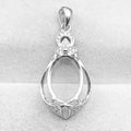 Sterling Silver 10*15mm Semi Mount Pendant Empty Frame Blank Support Setting S925 Base Holder Without Center Stone for DIY Inlay