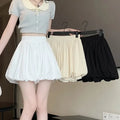 Ecowalson Korean Fashion Black Mini  Kawaii Y2k Clothes Cute Skirts  High Waist Skirt With Drawstrings Pumpkin Skirts
