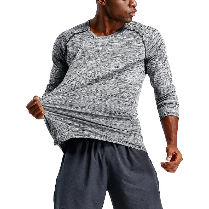Men's Long Sleeve Active Workout Athletic T Shirts Quick Dry Gym Training Jersey Performance Moisture Wicking Solid Print