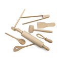 8-Piece Natural Wood Eco-Friendly Chef Set for Kids Home Kitchen Pretend Play Cooking Set with Accessories
