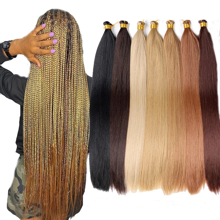 Synthetic Silky Bone Straight Braiding Hair Bulk Crochet Onbre Braid Hair Extensions Pony Silky Spiral Braiding Hair Attachments